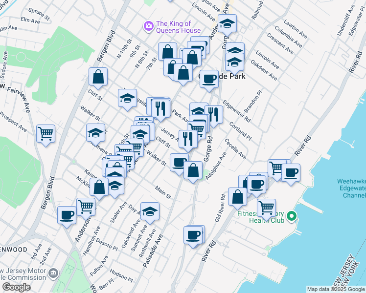map of restaurants, bars, coffee shops, grocery stores, and more near 224 Cliff Street in Cliffside Park