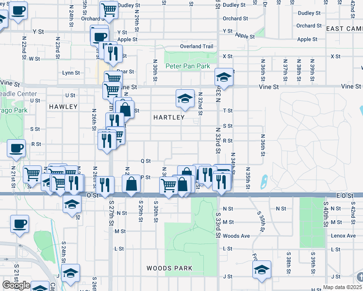 map of restaurants, bars, coffee shops, grocery stores, and more near 3116 Kleckner Court in Lincoln