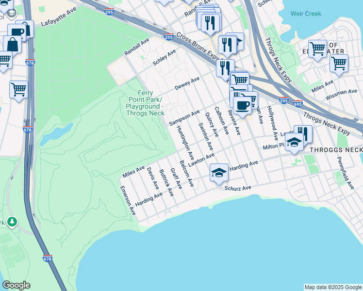 map of restaurants, bars, coffee shops, grocery stores, and more near 284 Balcom Avenue in Bronx
