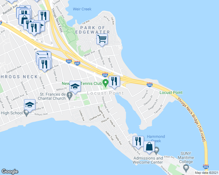 map of restaurants, bars, coffee shops, grocery stores, and more near 152 Prentiss Avenue in Bronx
