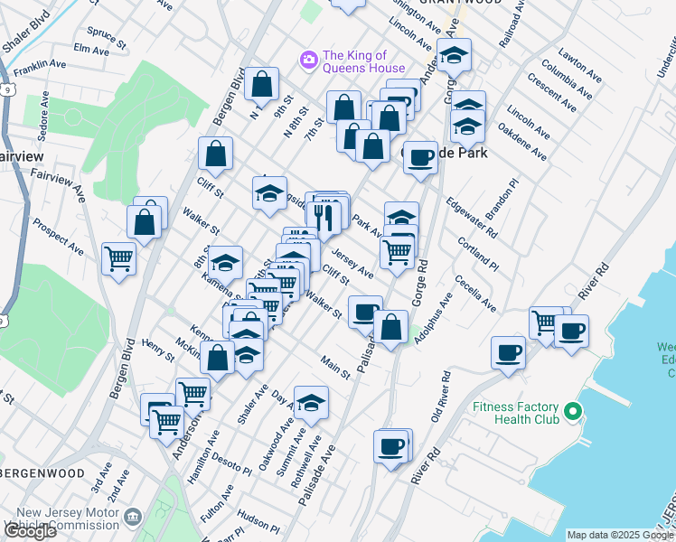 map of restaurants, bars, coffee shops, grocery stores, and more near 312 3rd Street in Cliffside Park