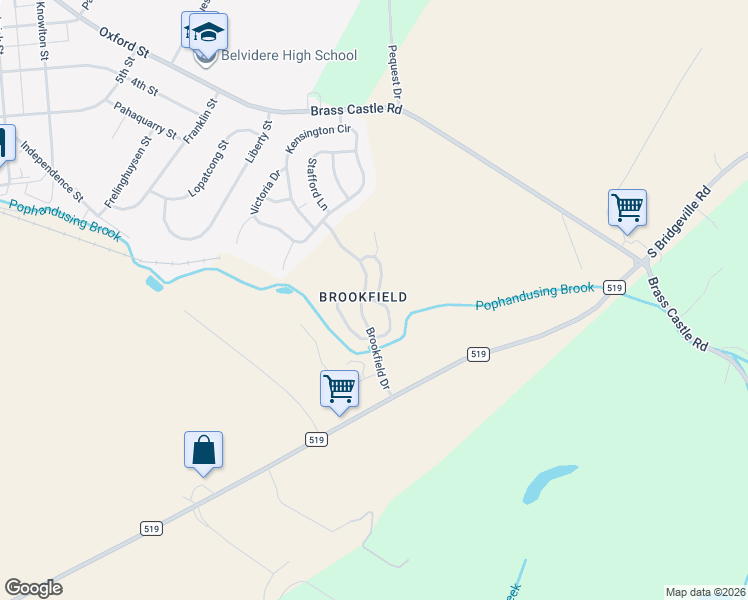map of restaurants, bars, coffee shops, grocery stores, and more near 1 Brookfield Drive in Belvidere