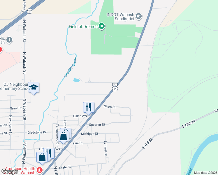 map of restaurants, bars, coffee shops, grocery stores, and more near 974-978 Manchester Ave in Wabash