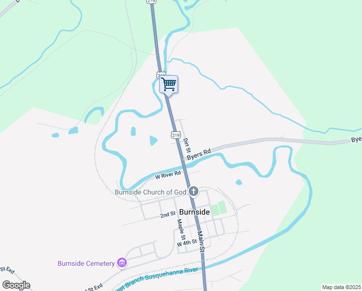 map of restaurants, bars, coffee shops, grocery stores, and more near Main Street in Burnside