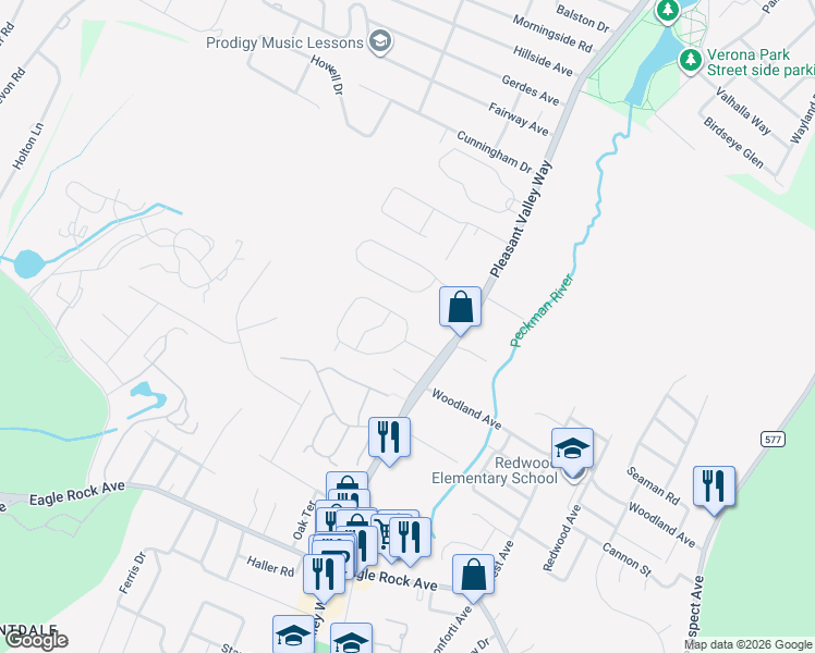 map of restaurants, bars, coffee shops, grocery stores, and more near 23 Nestro Road in West Orange