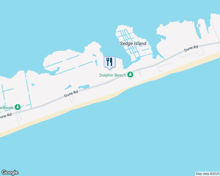 map of restaurants, bars, coffee shops, grocery stores, and more near 101 Dune Road in East Quogue