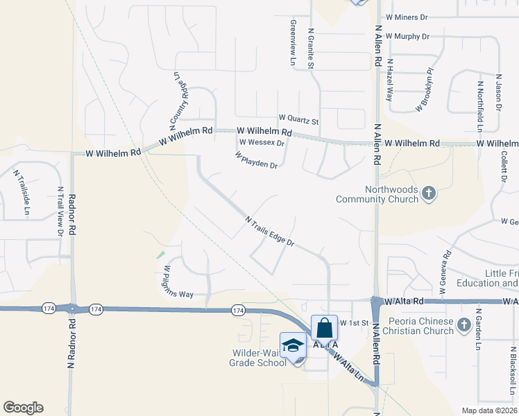 map of restaurants, bars, coffee shops, grocery stores, and more near 10555 North Dahlia Court in Peoria