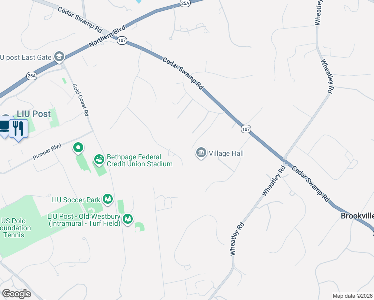 map of restaurants, bars, coffee shops, grocery stores, and more near 1610 Old Cedar Swamp Road in Glen Head