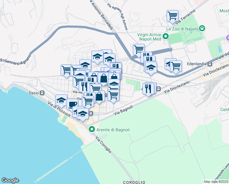 map of restaurants, bars, coffee shops, grocery stores, and more near 32 Via Diomede Carafa in Napoli