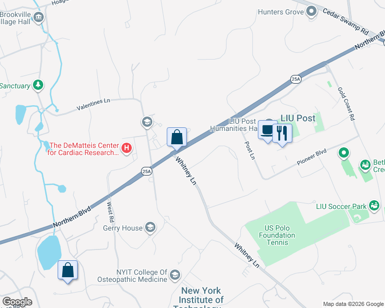 map of restaurants, bars, coffee shops, grocery stores, and more near 6 Norgate Road in Glen Head