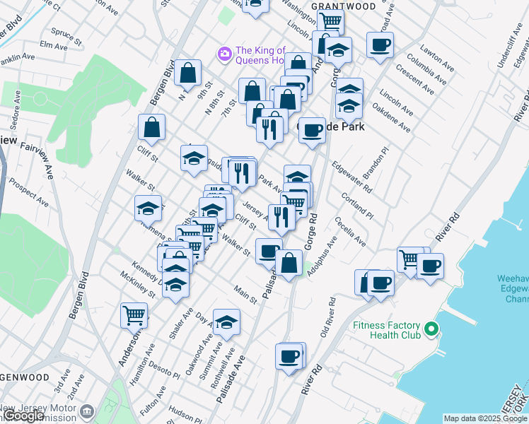 map of restaurants, bars, coffee shops, grocery stores, and more near 248 Morningside Avenue in Cliffside Park