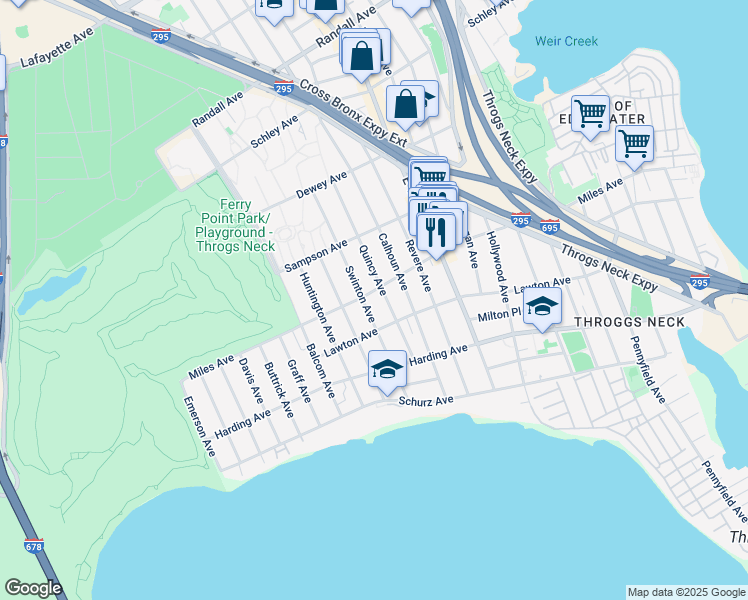 map of restaurants, bars, coffee shops, grocery stores, and more near 2826 Miles Avenue in Bronx