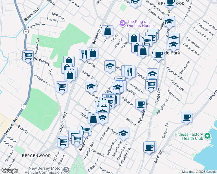 map of restaurants, bars, coffee shops, grocery stores, and more near 310A 6th Street in Fairview