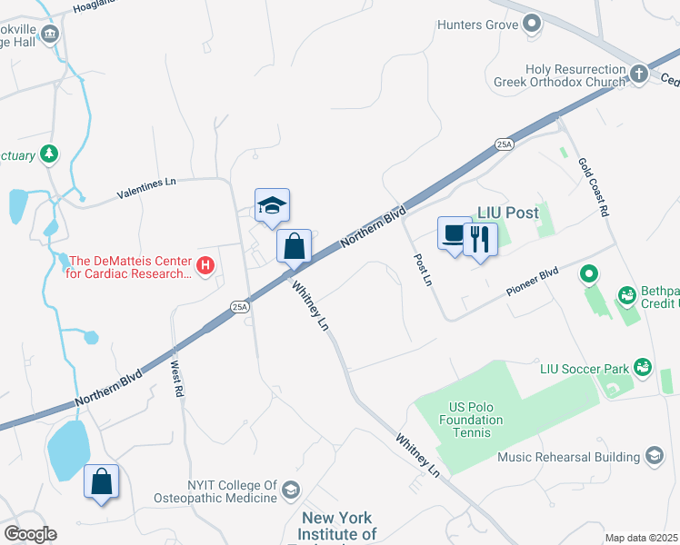 map of restaurants, bars, coffee shops, grocery stores, and more near 6 Norgate Road in Glen Head
