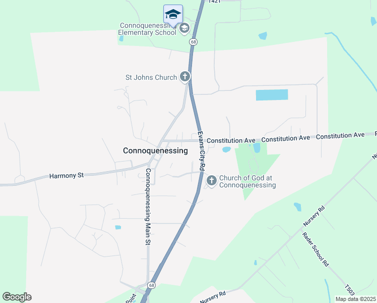 map of restaurants, bars, coffee shops, grocery stores, and more near 120 Constitution Avenue in Connoquenessing