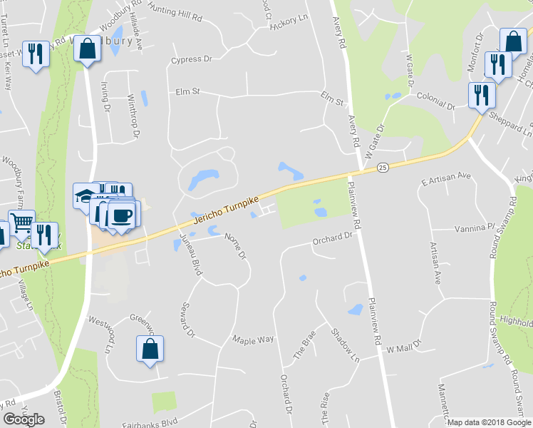 map of restaurants, bars, coffee shops, grocery stores, and more near 2 The Preserve in Woodbury