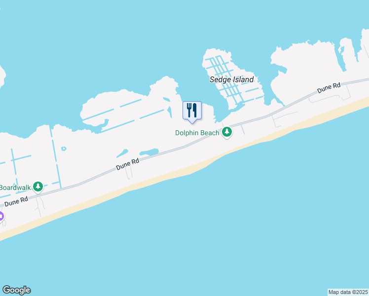 map of restaurants, bars, coffee shops, grocery stores, and more near 101 Dune Road in East Quogue