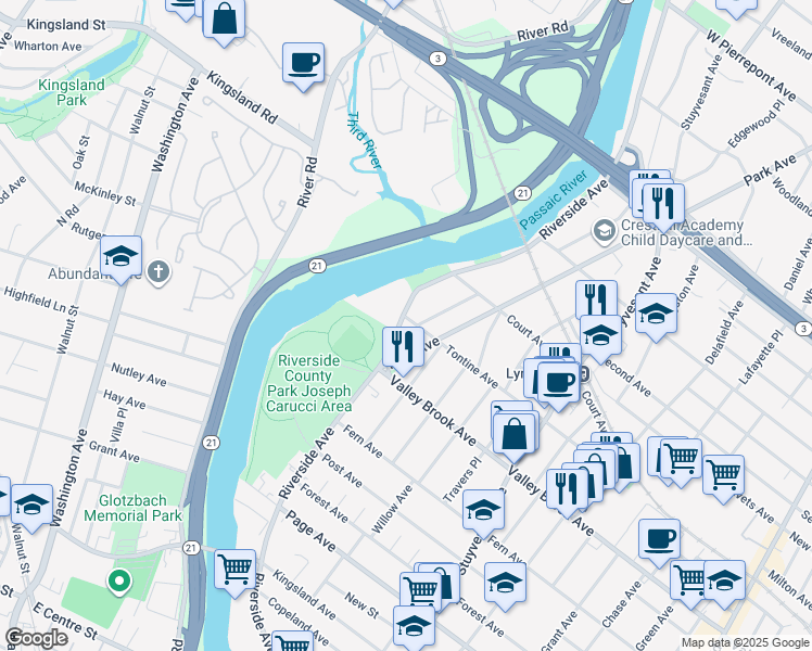 map of restaurants, bars, coffee shops, grocery stores, and more near 100 Tontine Avenue in Lyndhurst