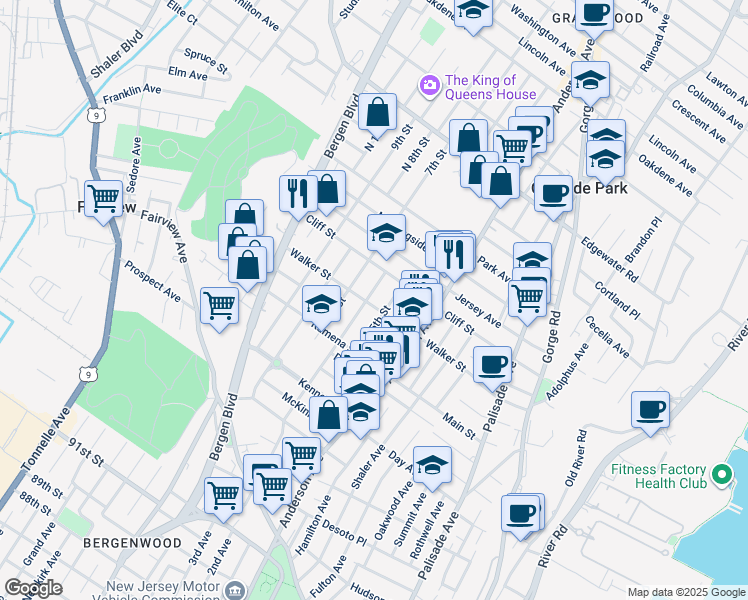 map of restaurants, bars, coffee shops, grocery stores, and more near 310A 6th Street in Fairview