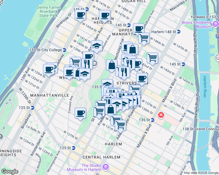 map of restaurants, bars, coffee shops, grocery stores, and more near in New York