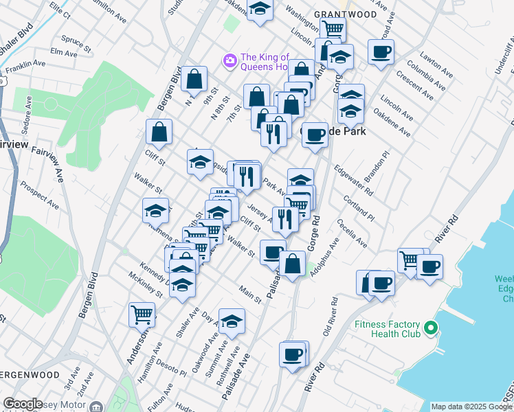 map of restaurants, bars, coffee shops, grocery stores, and more near 248 Morningside Avenue in Cliffside Park