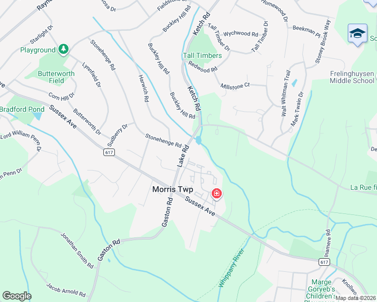 map of restaurants, bars, coffee shops, grocery stores, and more near 252 Lake Road in Morristown