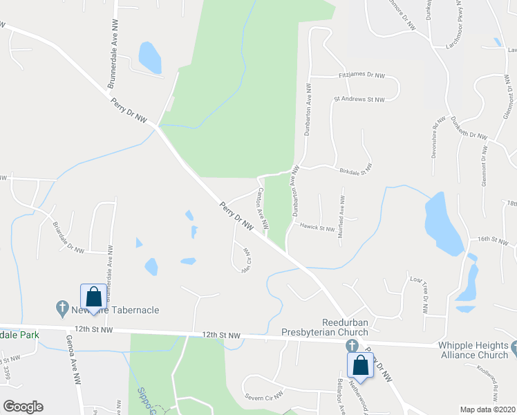 map of restaurants, bars, coffee shops, grocery stores, and more near Canton Avenue Northwest in Canton
