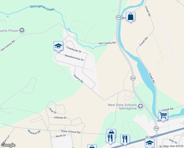 map of restaurants, bars, coffee shops, grocery stores, and more near 107 Deerfield Court in Selinsgrove
