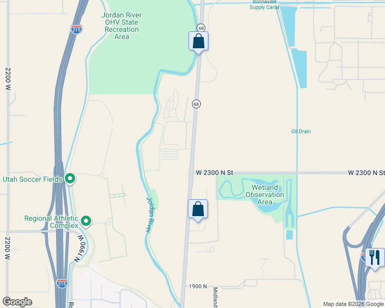 map of restaurants, bars, coffee shops, grocery stores, and more near Utah 68 in Salt Lake City
