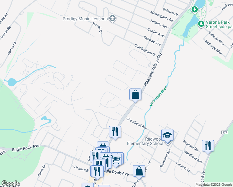 map of restaurants, bars, coffee shops, grocery stores, and more near 23 Nestro Road in West Orange