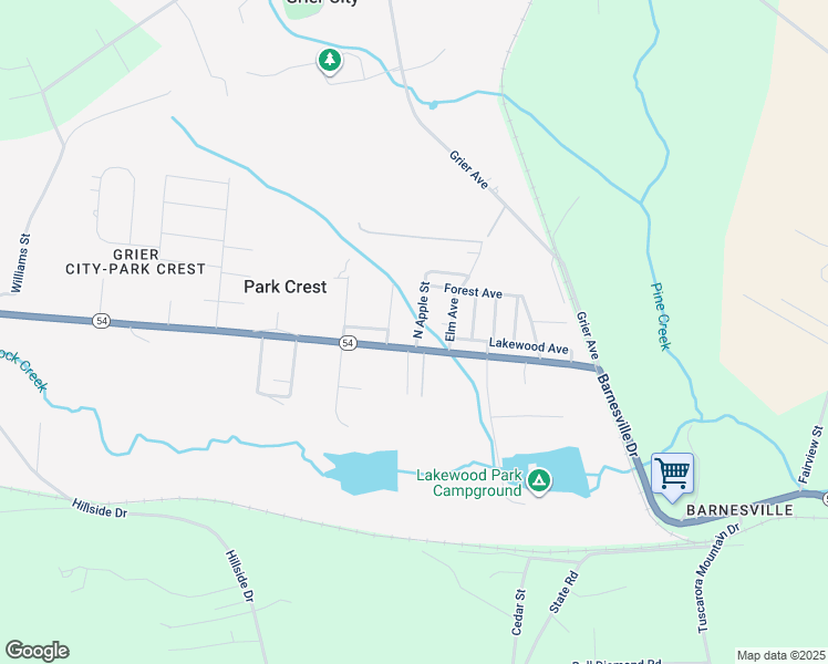 map of restaurants, bars, coffee shops, grocery stores, and more near 11 North Apple Street in Park Crest