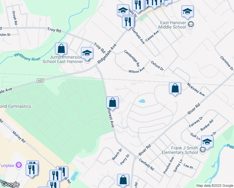 map of restaurants, bars, coffee shops, grocery stores, and more near 40 Deforest Avenue in East Hanover
