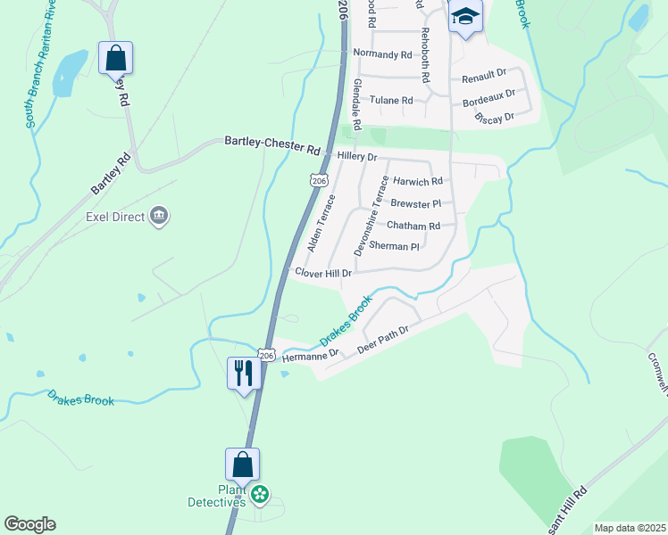 map of restaurants, bars, coffee shops, grocery stores, and more near 2 Brearly Crescent in Mount Olive