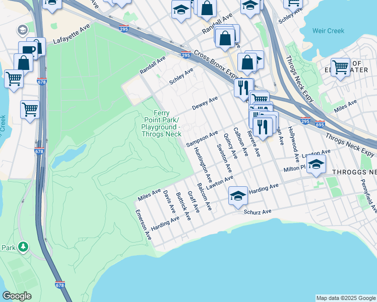 map of restaurants, bars, coffee shops, grocery stores, and more near 380 Balcom Avenue in Bronx