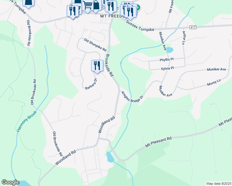map of restaurants, bars, coffee shops, grocery stores, and more near 70 Brookside Road in Randolph