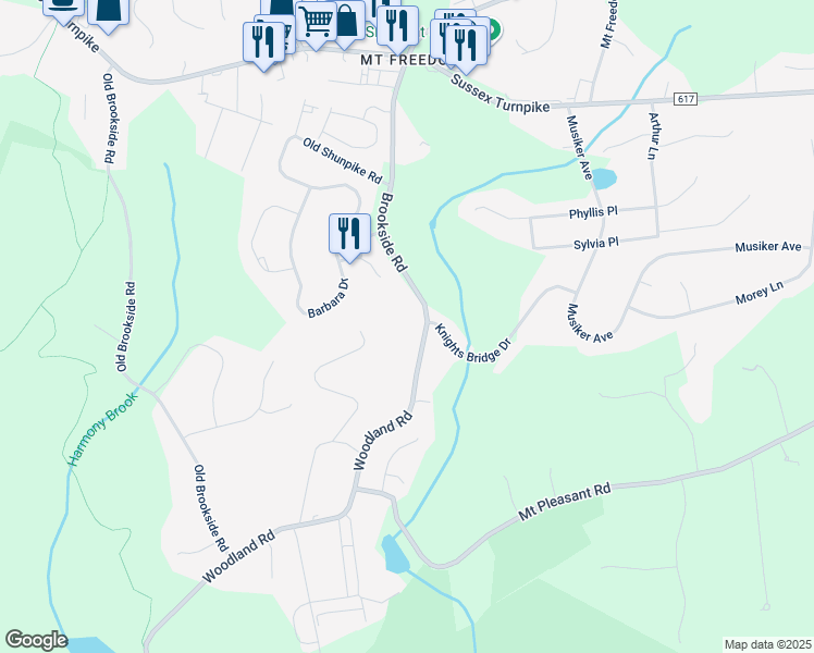 map of restaurants, bars, coffee shops, grocery stores, and more near 70 Brookside Road in Randolph