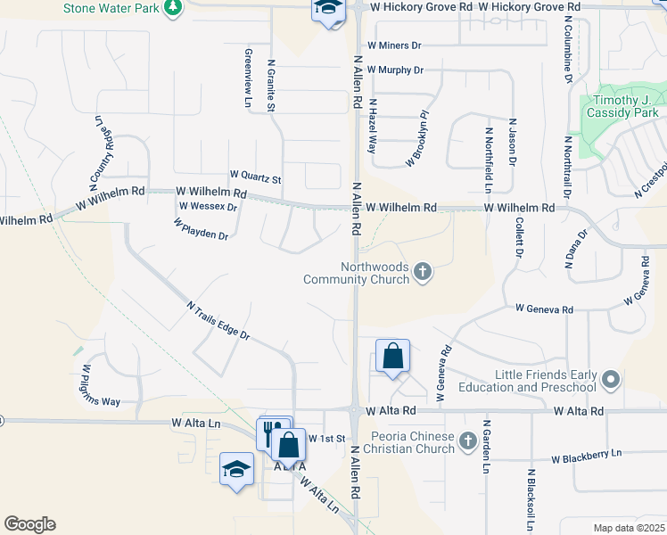 map of restaurants, bars, coffee shops, grocery stores, and more near 2517 West Kaylie Court in Peoria