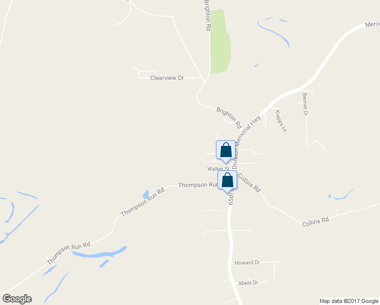 map of restaurants, bars, coffee shops, grocery stores, and more near 123 Walker Street in Ellwood City