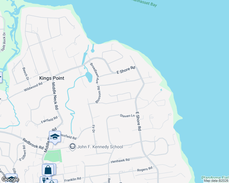 map of restaurants, bars, coffee shops, grocery stores, and more near 11 Cow Lane in Kings Point