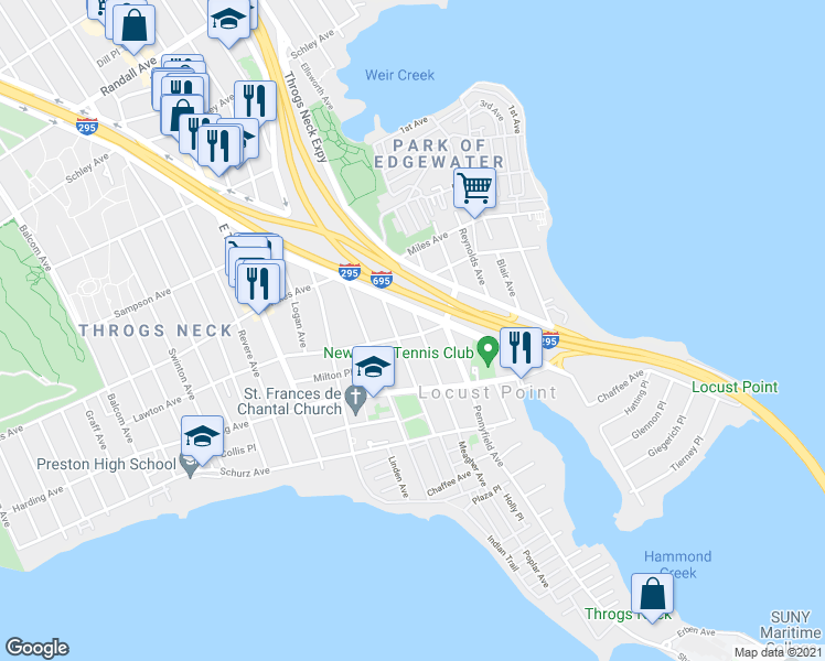 map of restaurants, bars, coffee shops, grocery stores, and more near 217 Kearney Avenue in Bronx