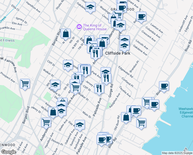 map of restaurants, bars, coffee shops, grocery stores, and more near 248 Morningside Avenue in Cliffside Park