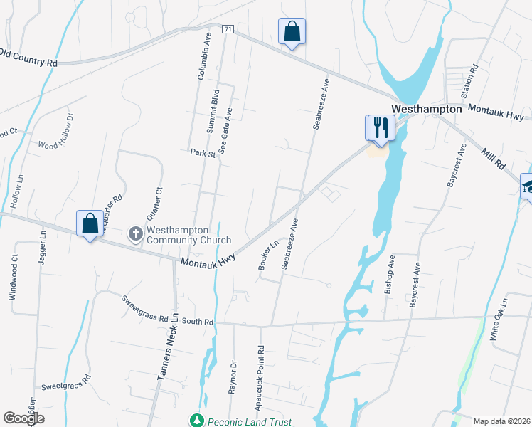 map of restaurants, bars, coffee shops, grocery stores, and more near 3 Percy Avenue in Westhampton