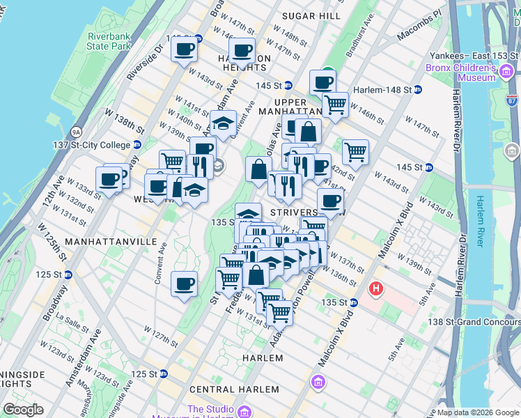 map of restaurants, bars, coffee shops, grocery stores, and more near in New York