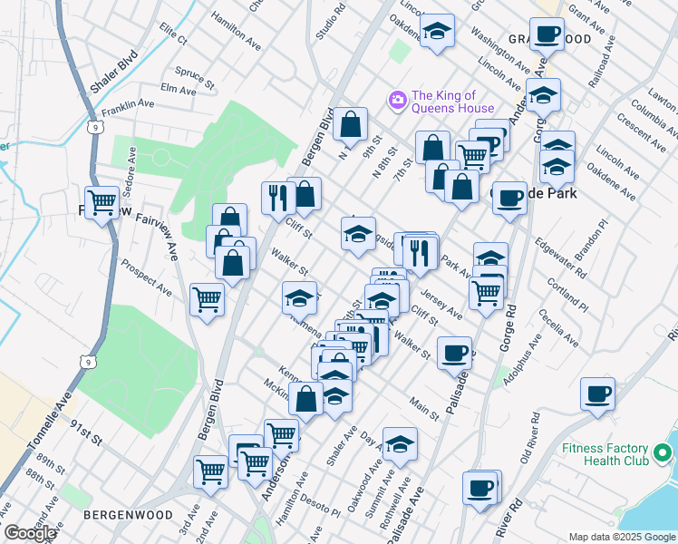 map of restaurants, bars, coffee shops, grocery stores, and more near 310A 6th Street in Fairview