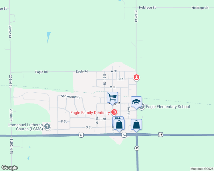 map of restaurants, bars, coffee shops, grocery stores, and more near 305 South 5th Street in Eagle