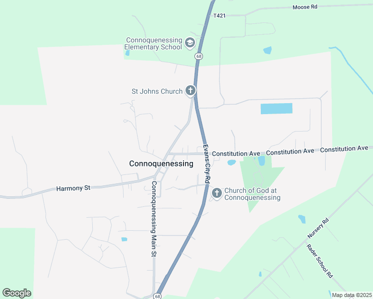 map of restaurants, bars, coffee shops, grocery stores, and more near 120 Constitution Avenue in Connoquenessing
