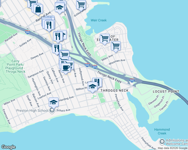 map of restaurants, bars, coffee shops, grocery stores, and more near 4076 East 177th Street in Bronx