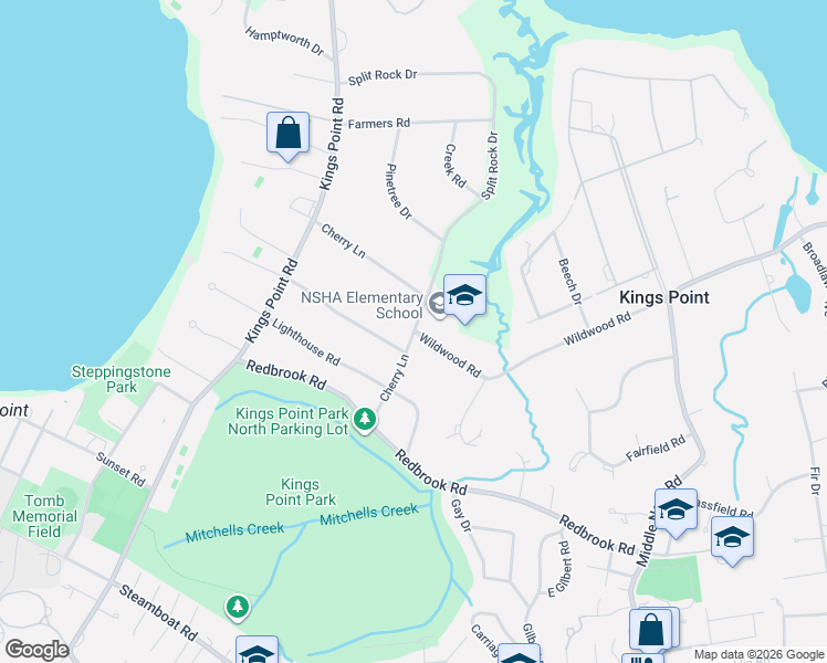 map of restaurants, bars, coffee shops, grocery stores, and more near Cherry Lane in Kings Point