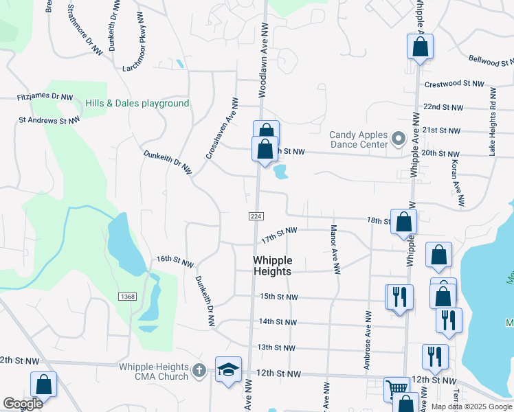 map of restaurants, bars, coffee shops, grocery stores, and more near 1810 Woodlawn Avenue Northwest in Canton