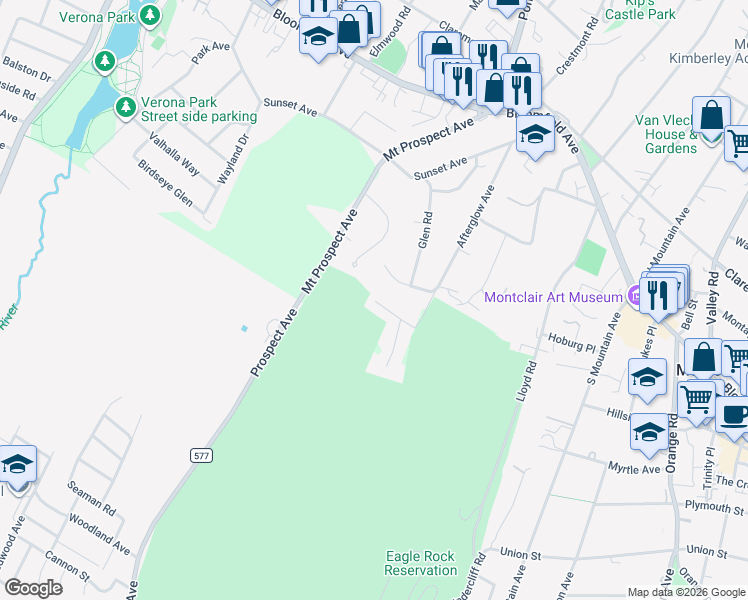 map of restaurants, bars, coffee shops, grocery stores, and more near 17 Gordon Place in Verona